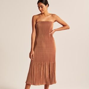 Abercrombie & Fitch Strapless Pleat Release Midi Dress